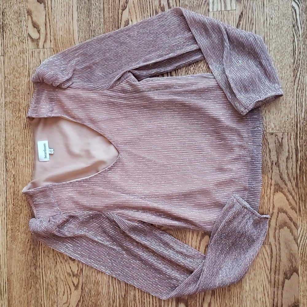 (XS) Heartloom Metallic Puff Statement Sleeves Cottagecore Holiday Top Dainty